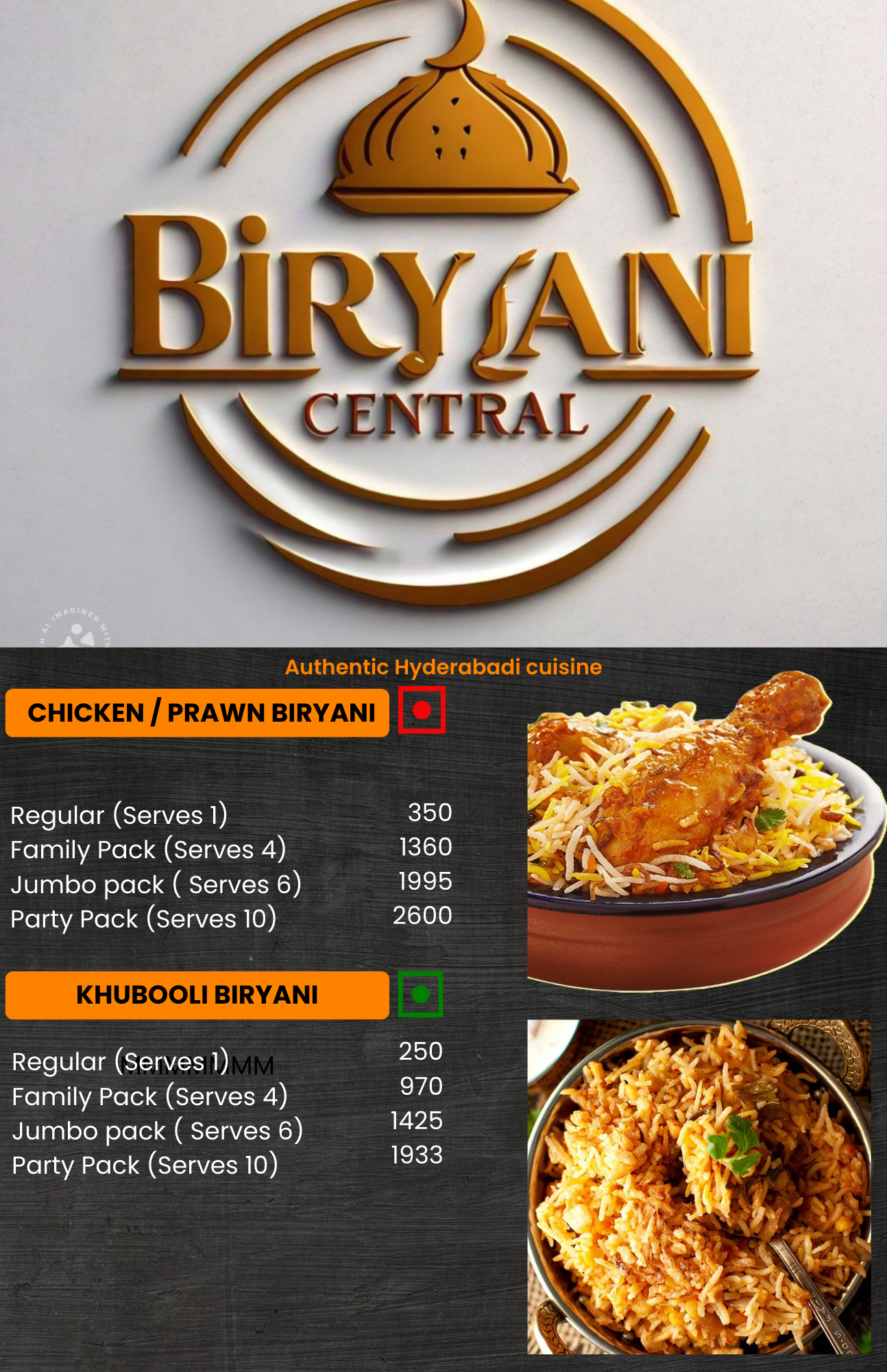 Biryani Central menu page 3